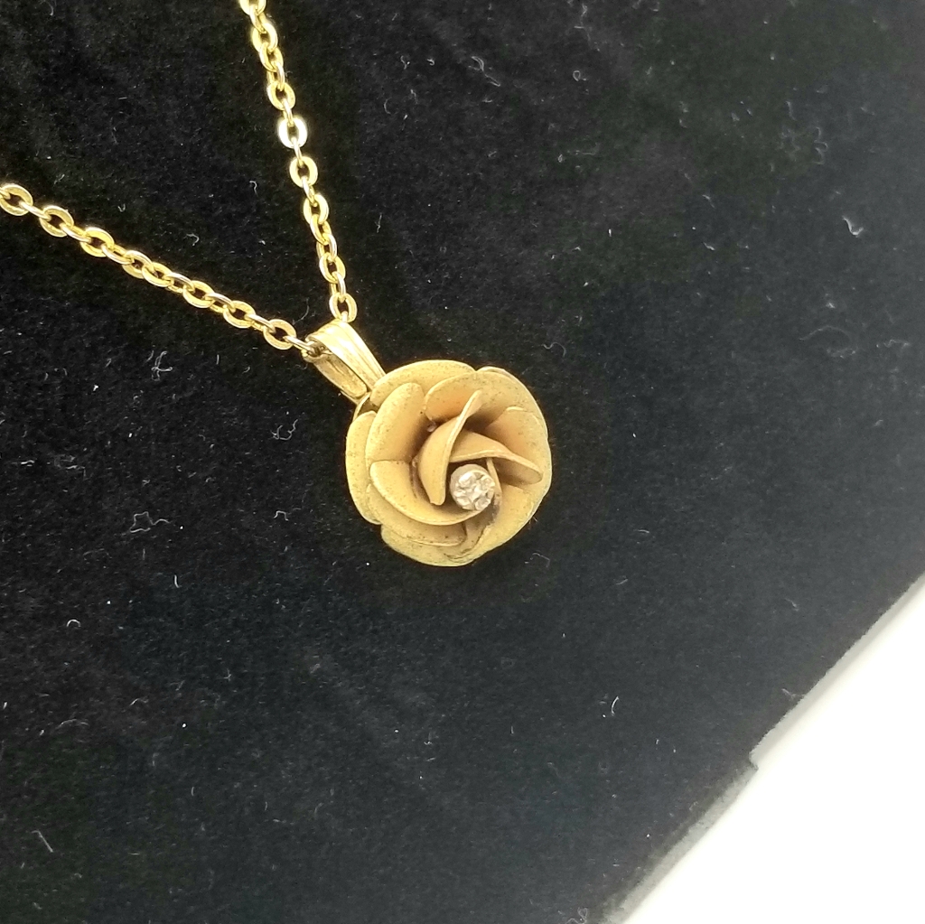 Gold Filled Rose With Genuine Diamond Center